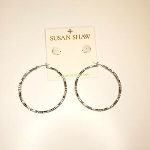 Susan Shaw 2" Sterling Silver Hoop Earings NEW